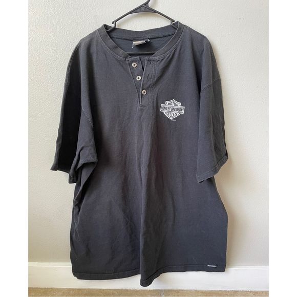 Vintage Made in USA 1999 Harley -Davidson 3 Button Black Men’s T-Shirt Size 3XL - Picture 1 of 7